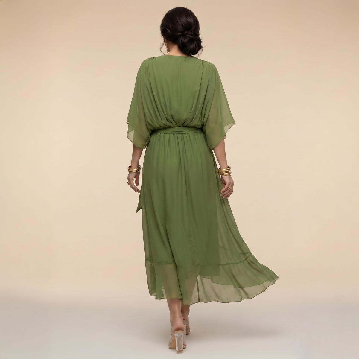 Annika | Damen V-Ausschnitt Wickelkleid Midi