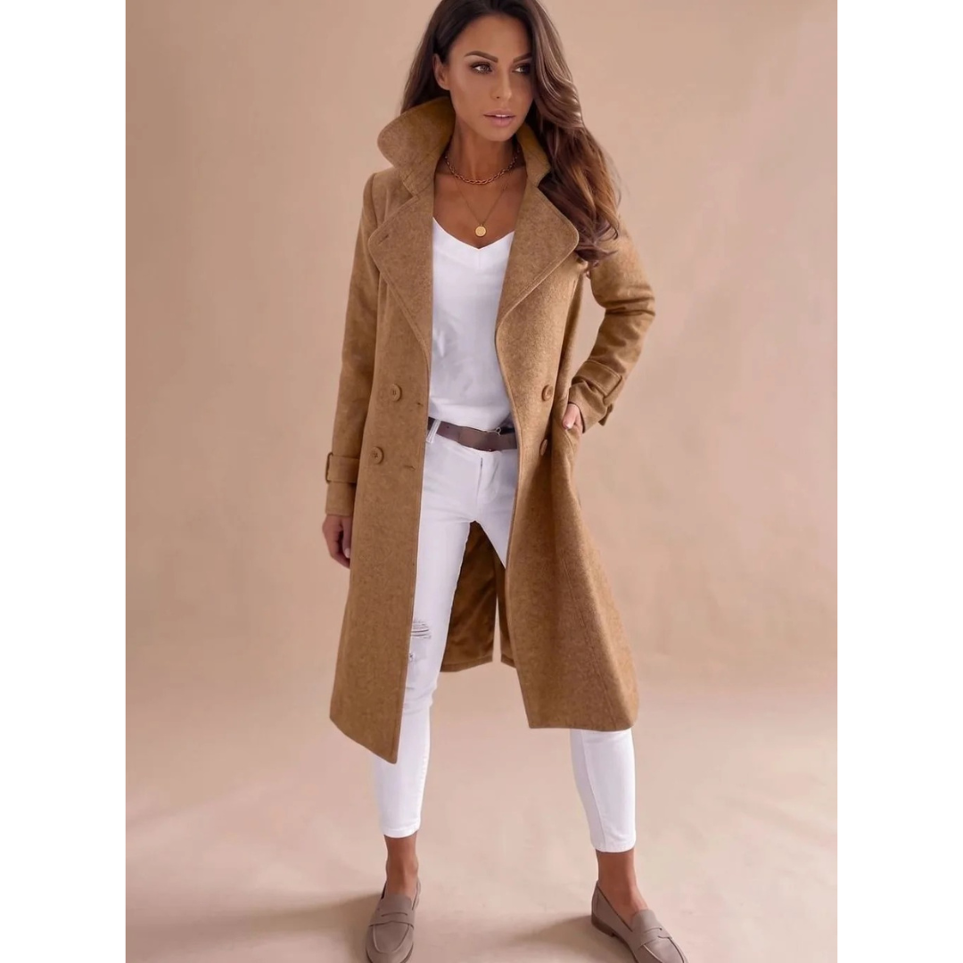Anouk | Damen Winterjacke mit Kragen, Knöpfen und langem Schnitt