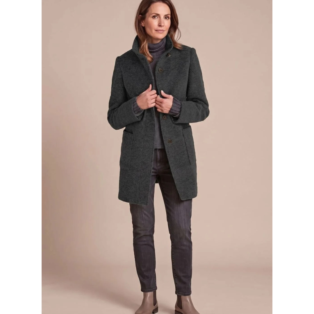 Ariane | Damen Winterjacke mit Stehkragen, Knöpfen und Taschen