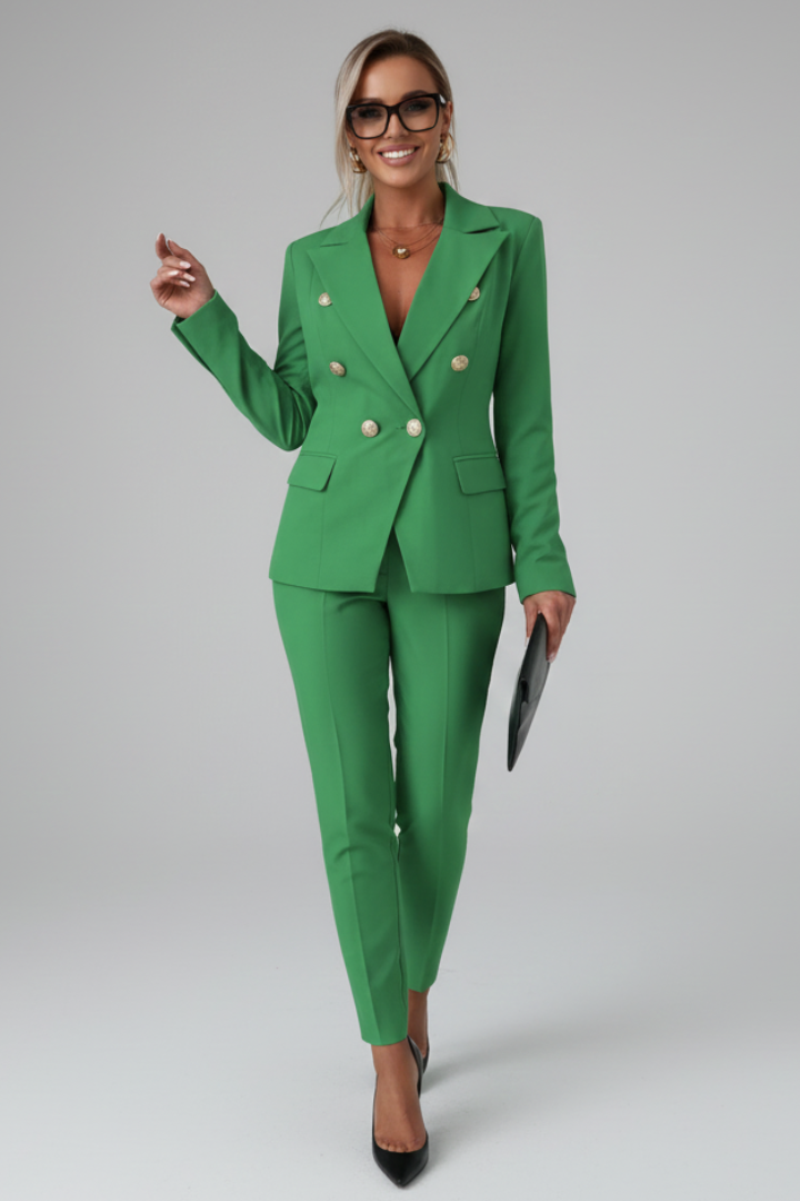 Astrid | Damen Doppelreihiger Blazer Hosenanzug Set