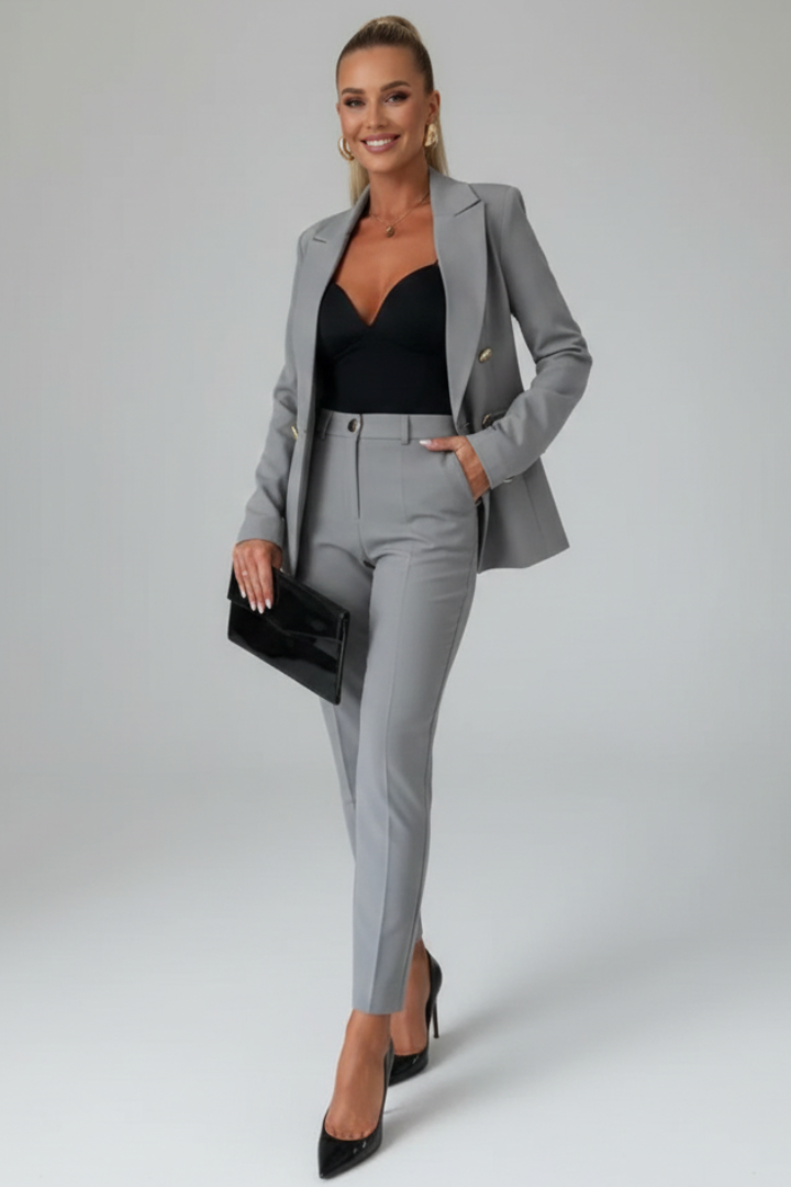 Astrid | Damen Doppelreihiger Blazer Hosenanzug Set