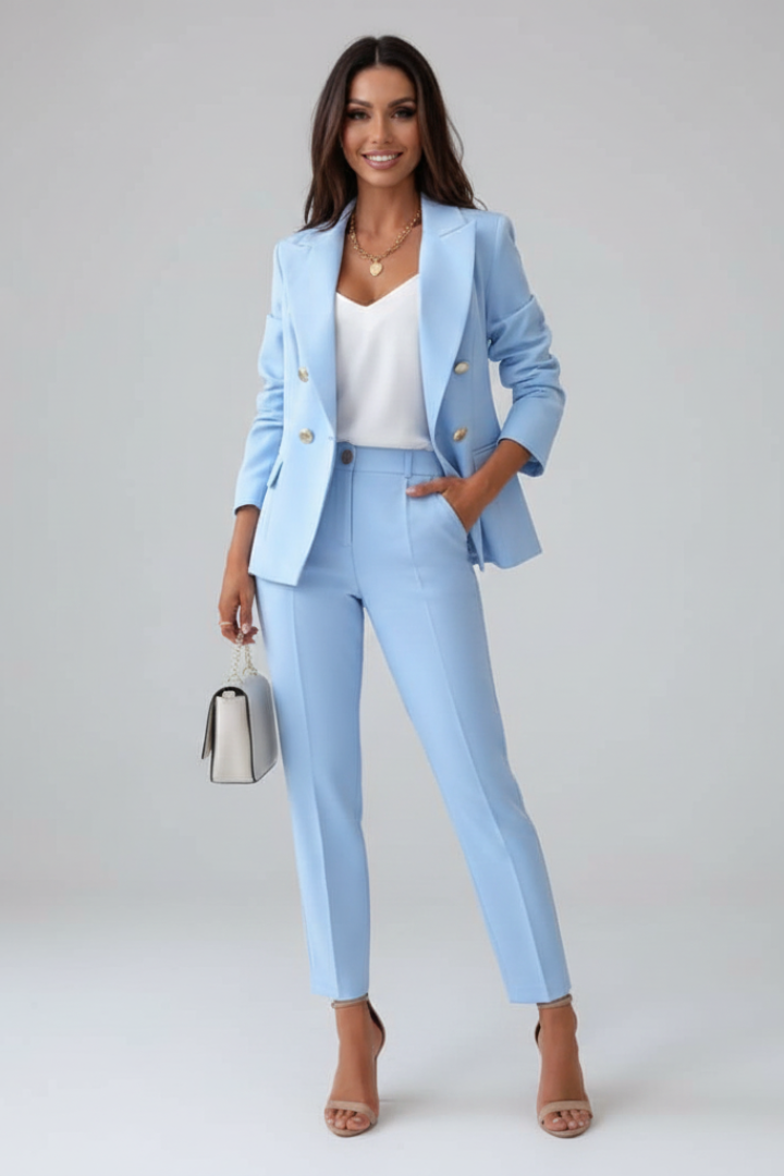 Astrid | Damen Doppelreihiger Blazer Hosenanzug Set