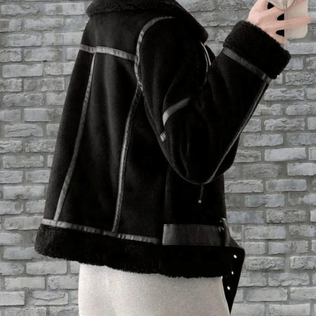 Aurea | Damen Winterjacke mit Gürtel und Teddy Details