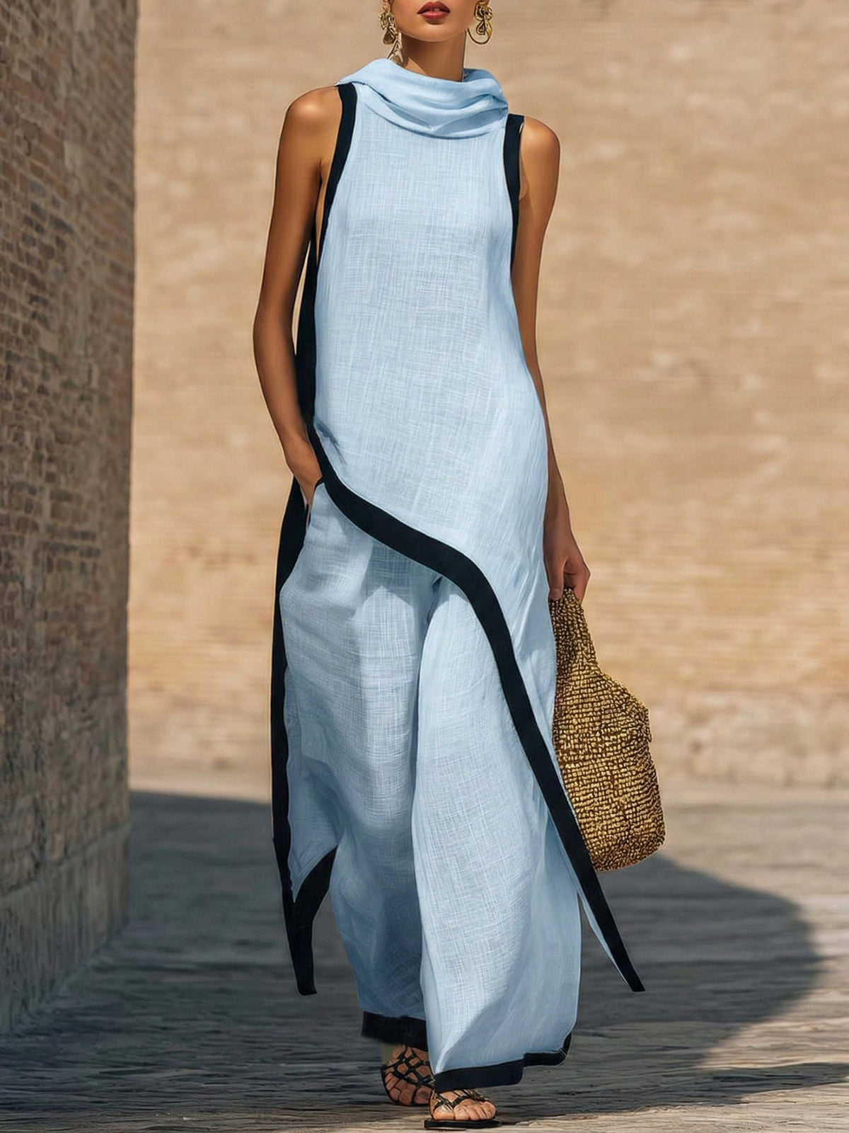 Maranta - Set aus asymmetrischer Tunika und Wide-Leg-Hose