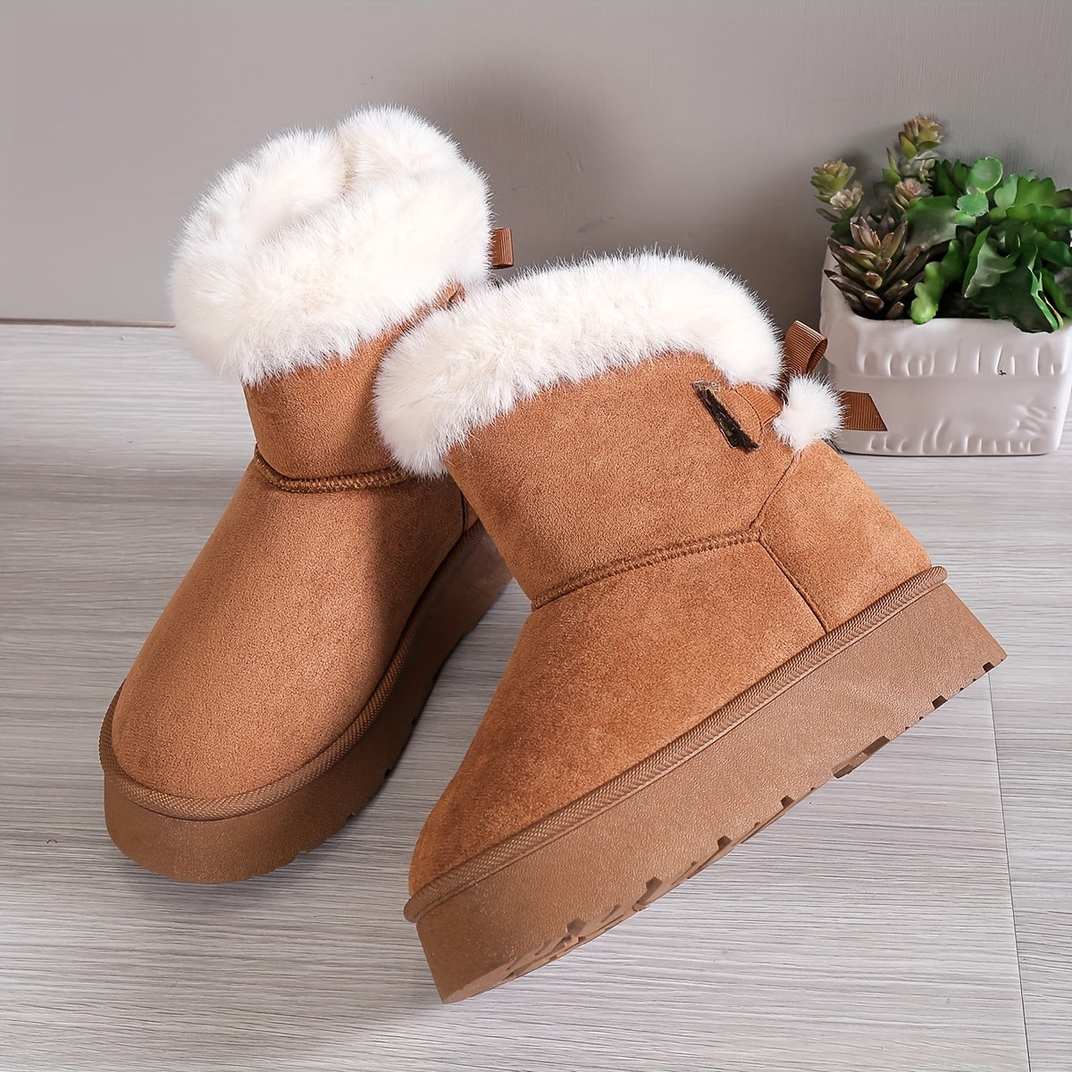Nelia | Stilvoll Thermal gefüttert Plüsch Bowknot Stiefel