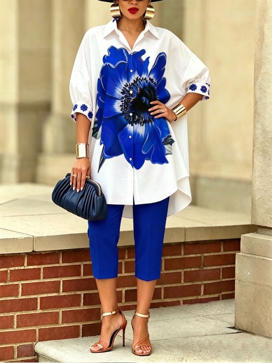 Damen Zweiteiliges Set mit Floralprint – Eleganter Moderner Stil