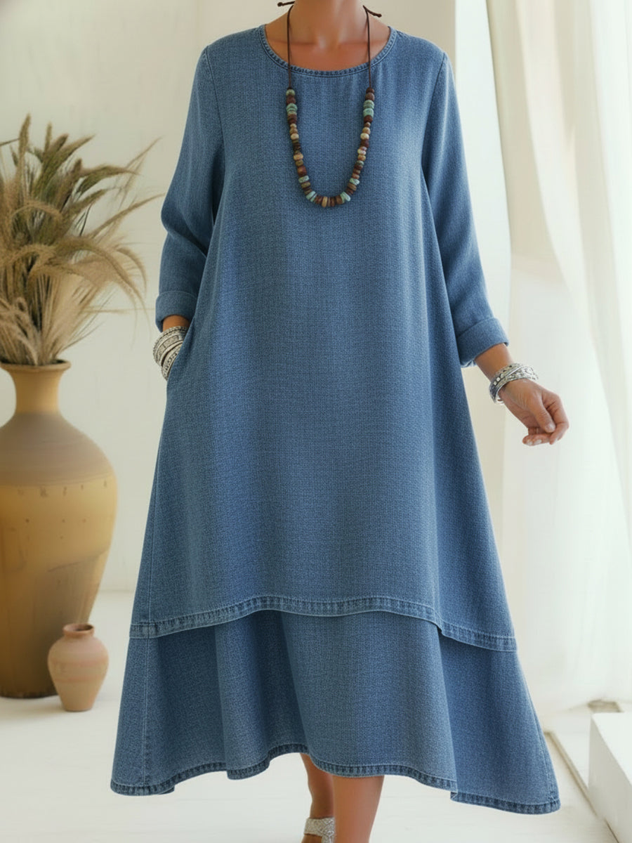 Petra | Zeitlos elegantes Midi-Kleid sanft fließend