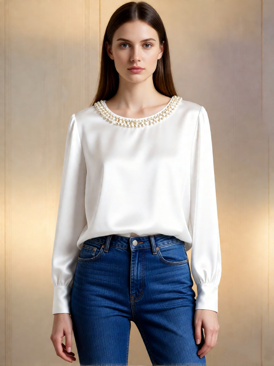 Avara - Elegante perlenbesetzte Bluse