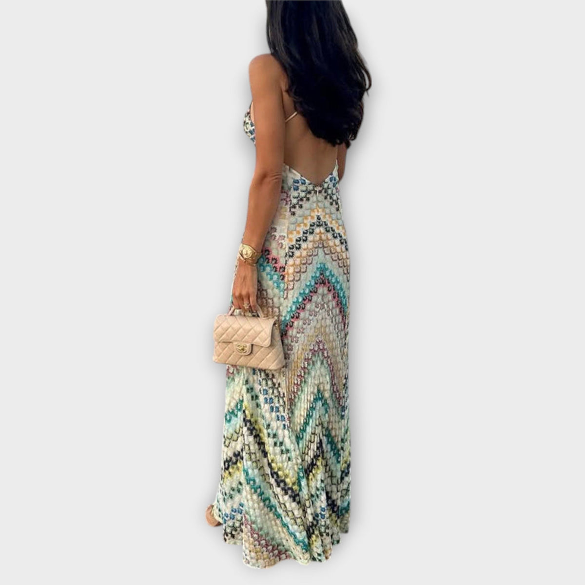 Brigitte | Damen Fischgrätmuster Maxikleid Strick – Strick Maxi Herringbone 2026