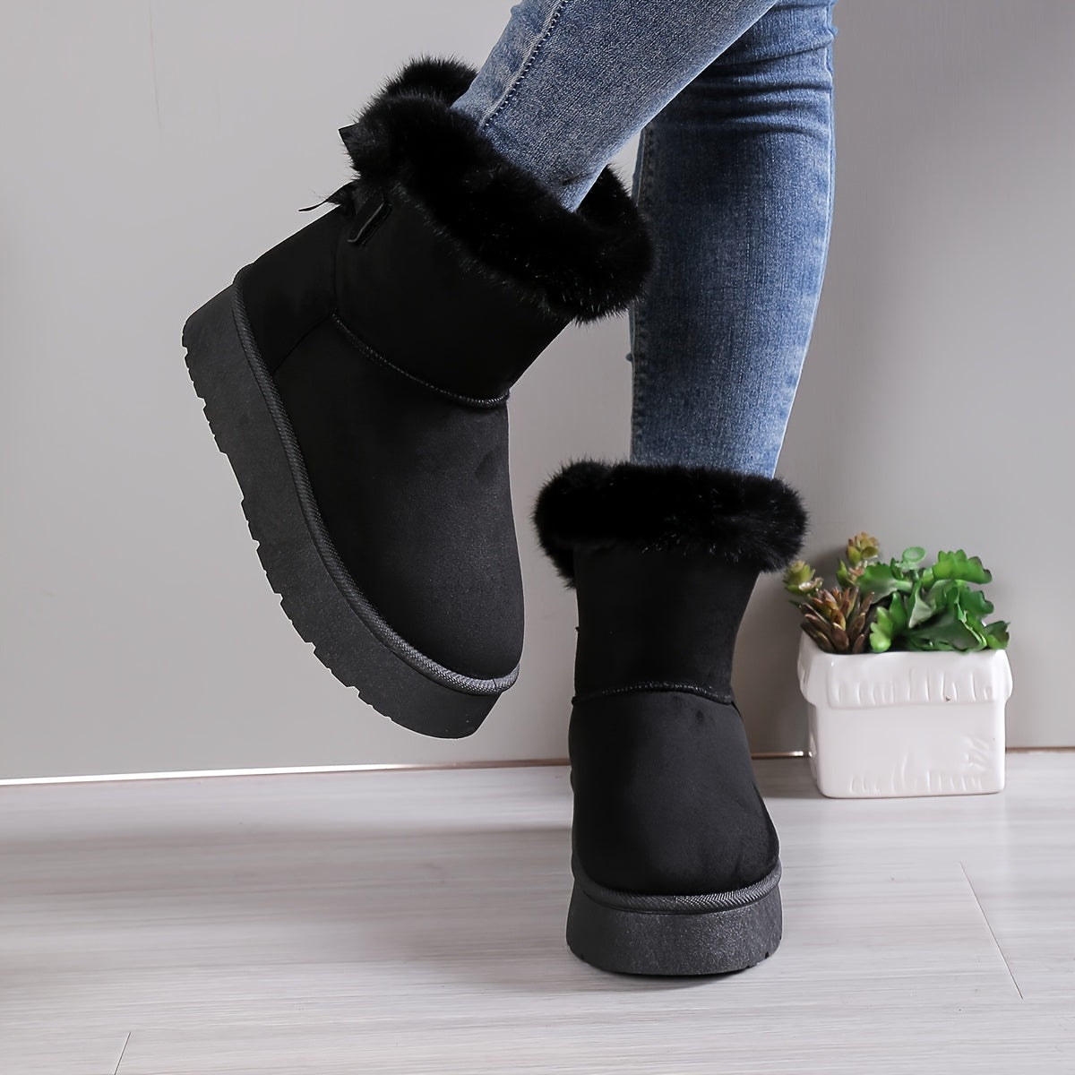 Nelia | Stilvoll Thermal gefüttert Plüsch Bowknot Stiefel