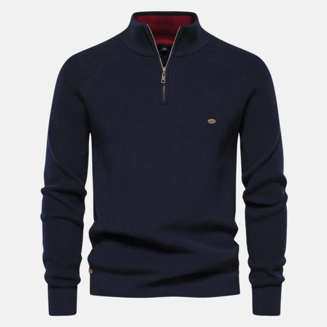 Bartholomäus | Herren Strickpullover mit Troyer-Kragen