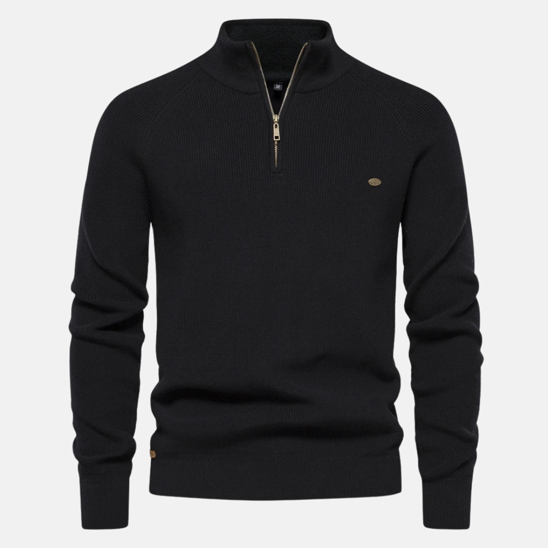 Bartholomäus | Herren Strickpullover mit Troyer-Kragen