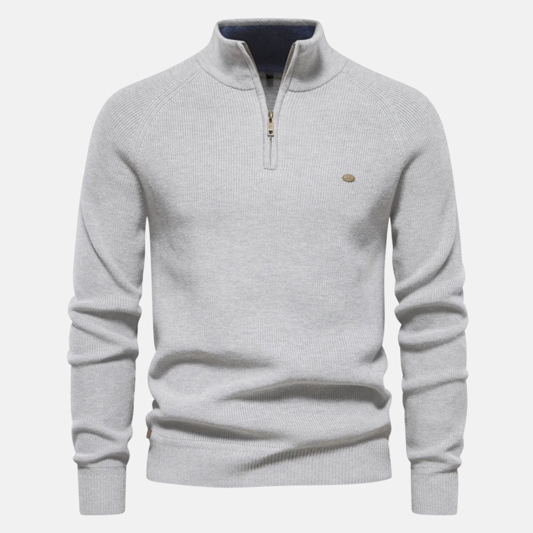 Bartholomäus | Herren Strickpullover mit Troyer-Kragen