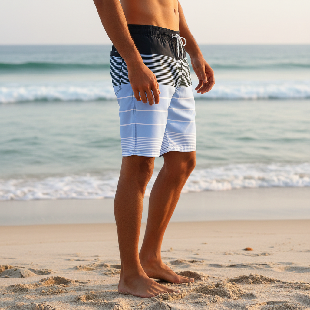 Bastian | Herren Gestreifte Badeshorts mit Kordelzug