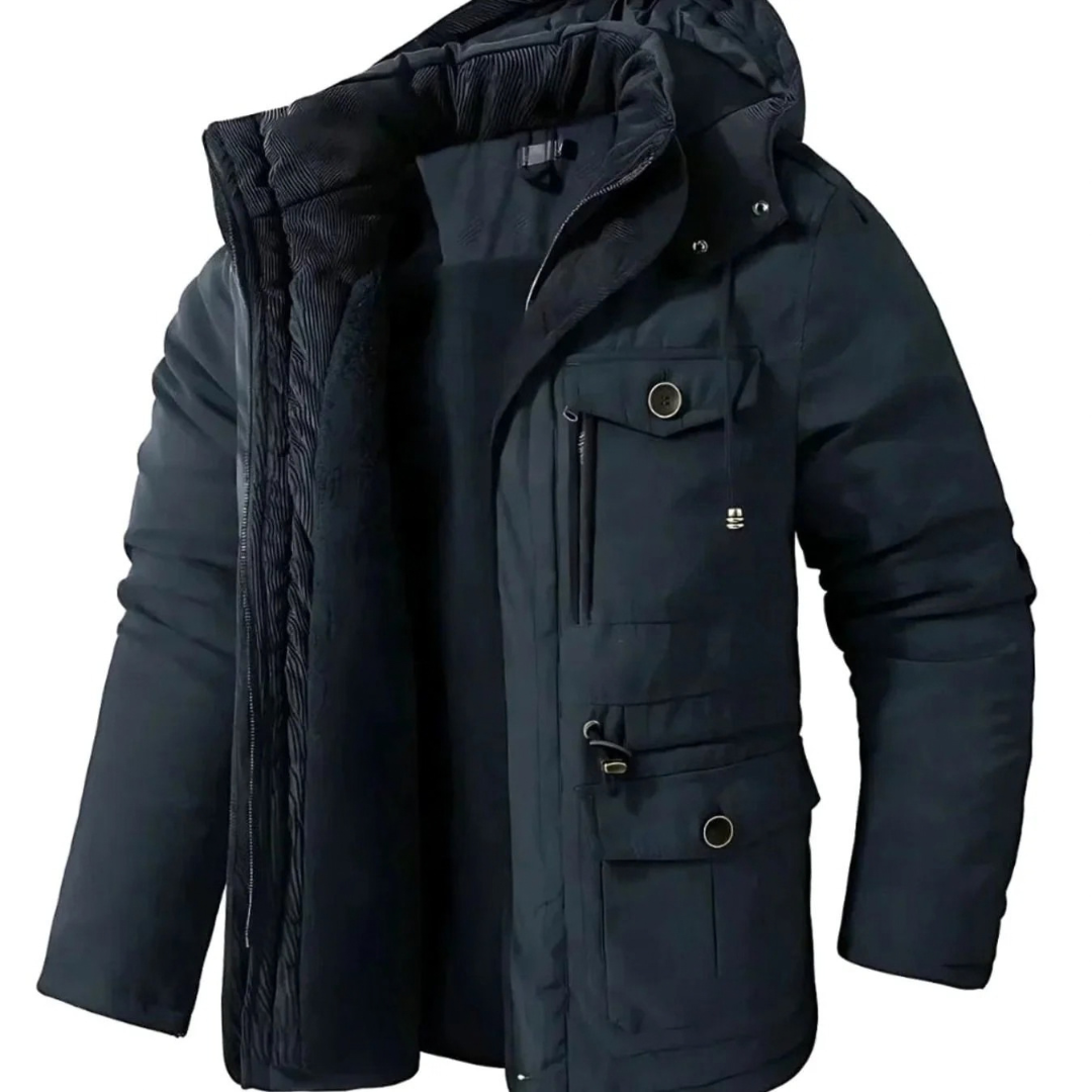 Benedikt | Herren Winterjacke mit Kapuze, Fleece und Windschutz