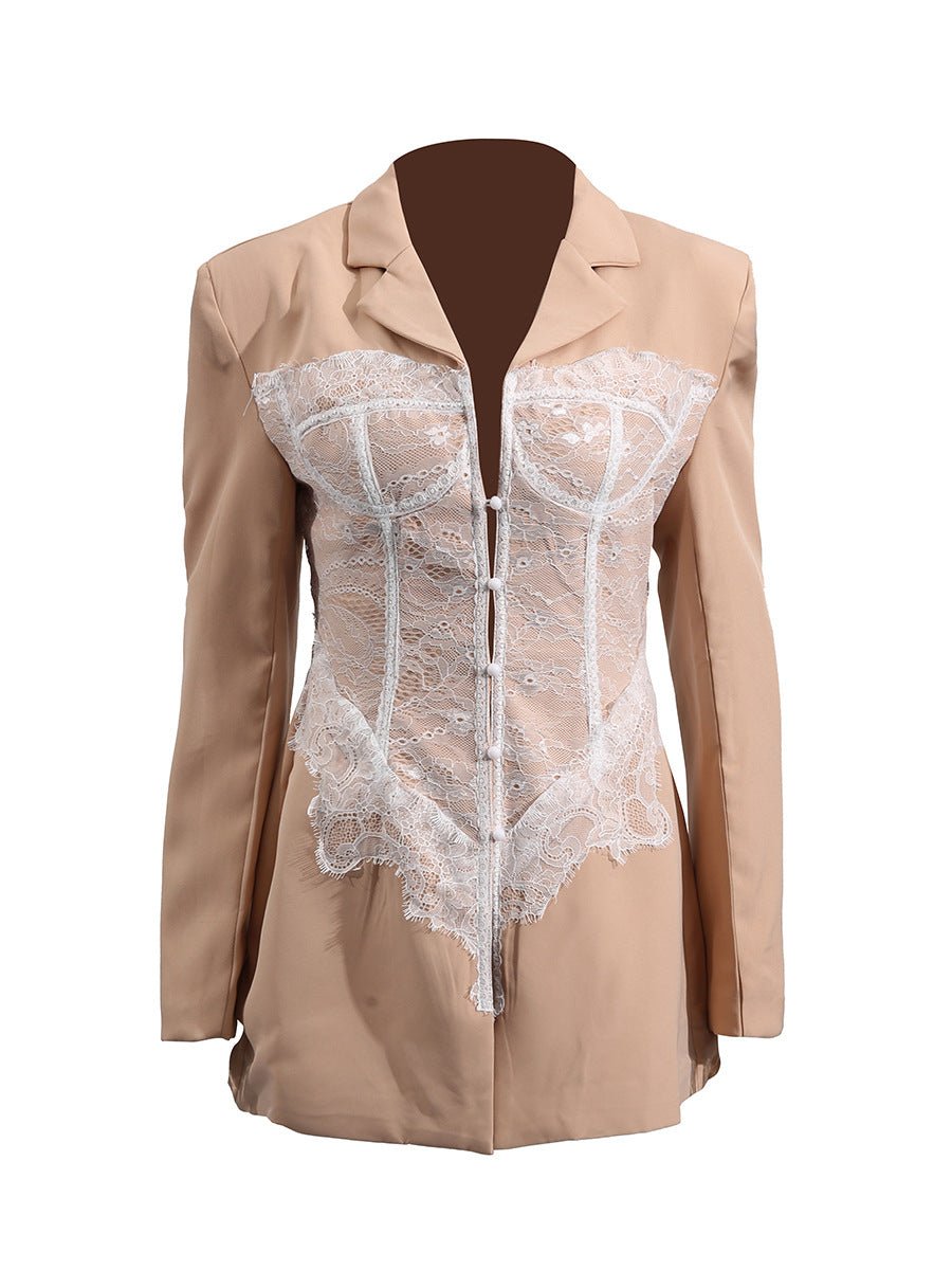 Blazer mit Korsett-Optik Spitze Elegant