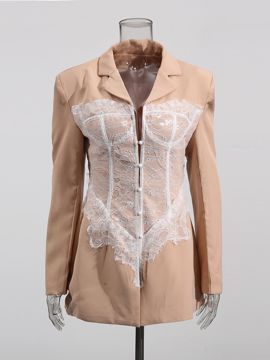 Blazer mit Korsett-Optik Spitze Elegant