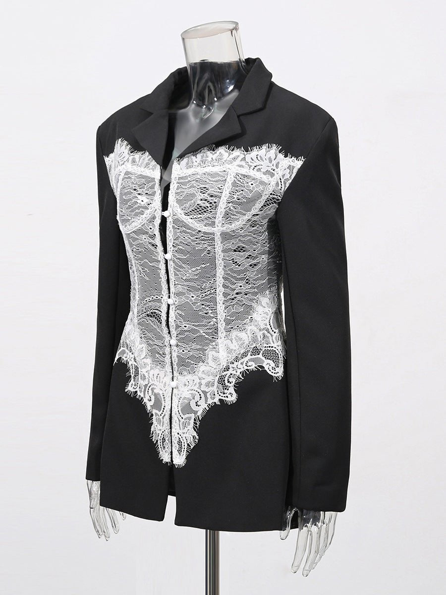 Blazer mit Korsett-Optik Spitze Elegant