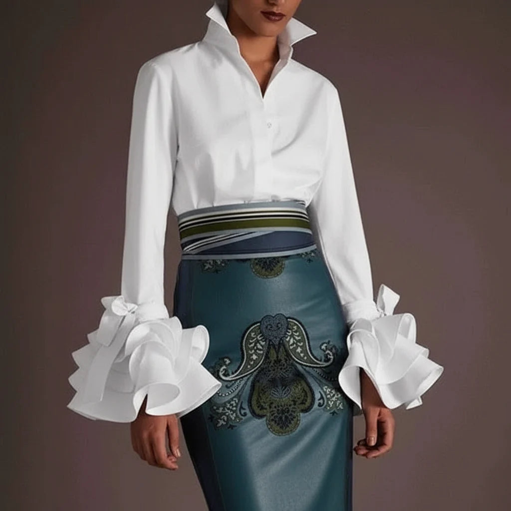 Ursula | Damen Elegante Bluse Volantärmel – Volantärmel Bluse Modern Sommer 2026