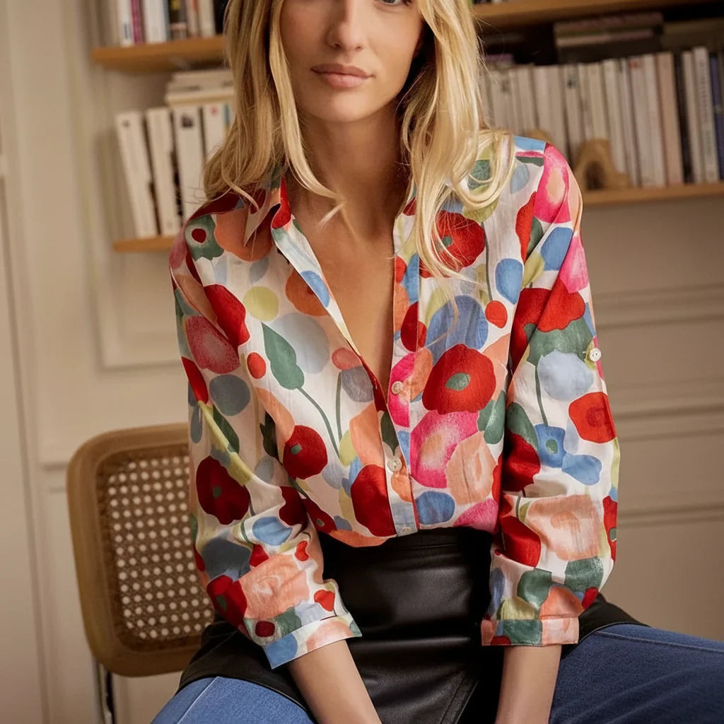 Hannelore | Damen Kleid Buntes Blumenmuster Langarm – Buntes Blumenkleid Langarm 2026