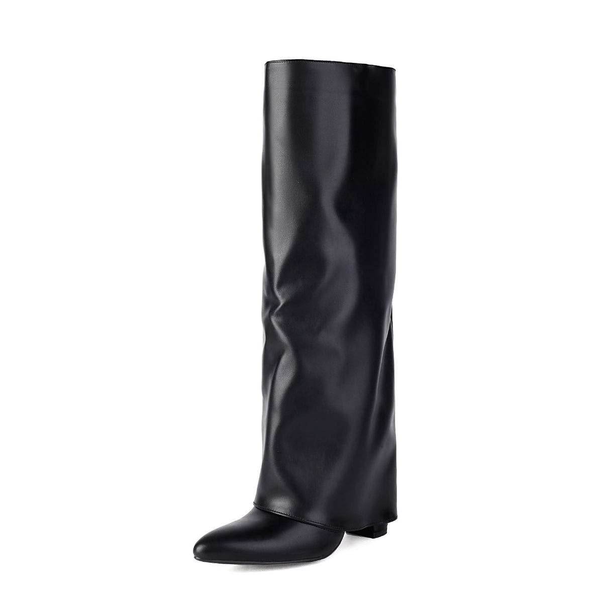 Hohe Damenstiefel mit breitem Schaft und Blockabsatz – Yvette