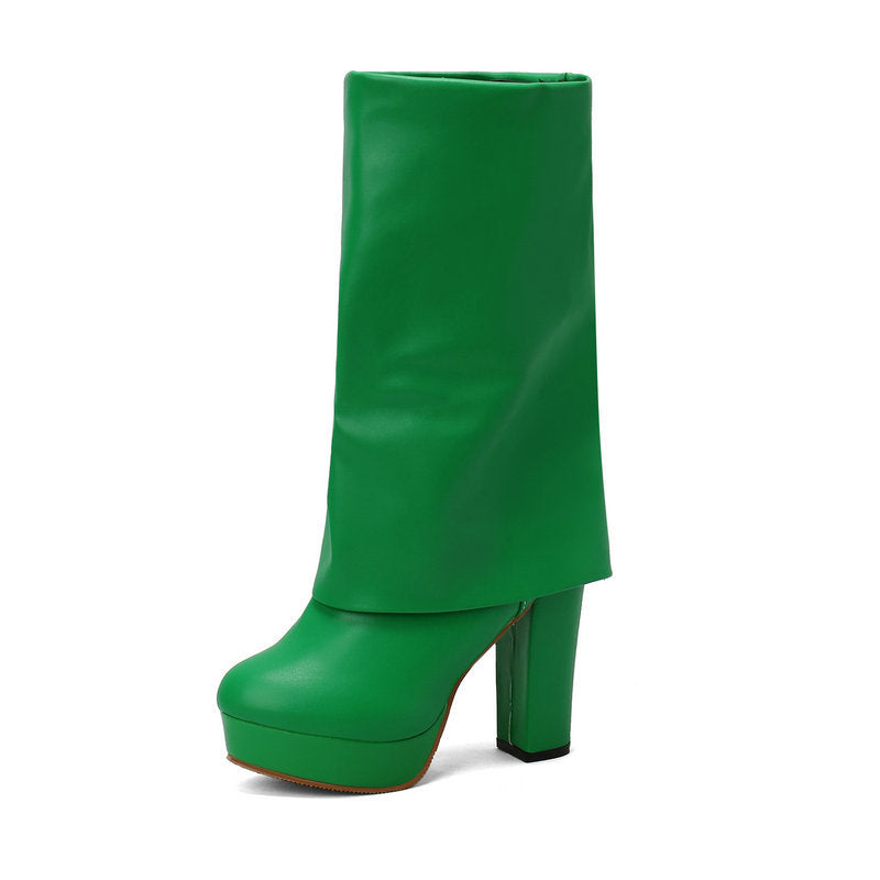 Damenstiefel mit Plateau und Blockabsatz, mittelhoch – Sabine