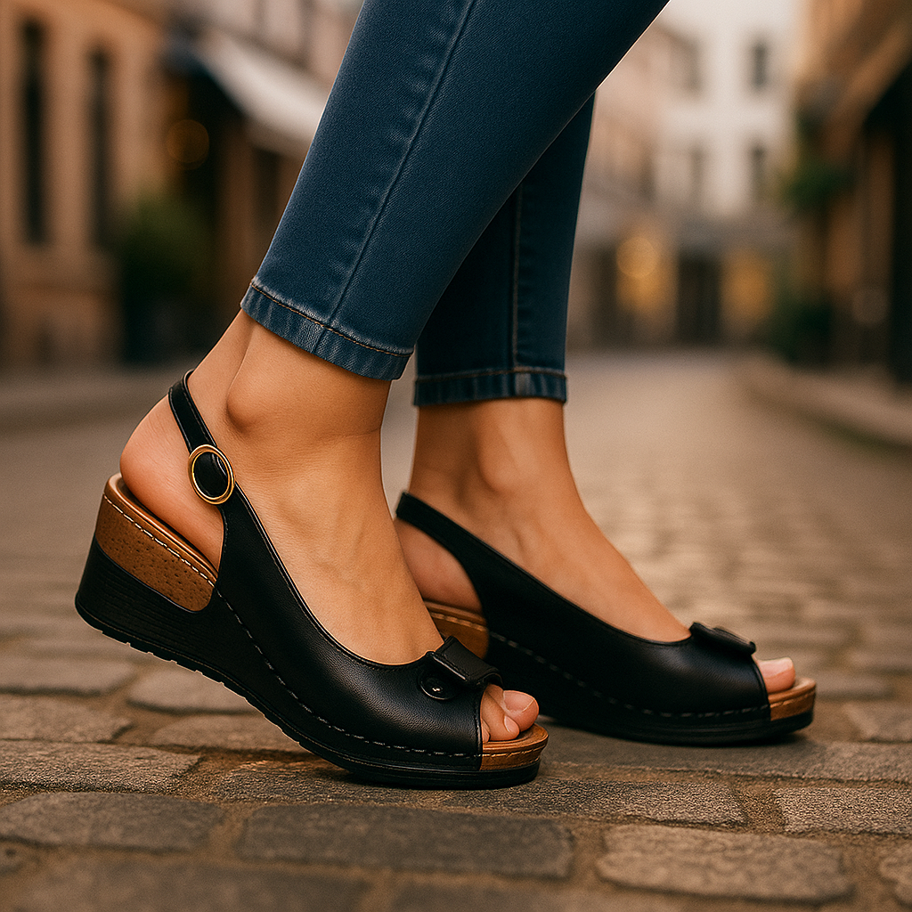 Brigitte | Damen Keilabsatz Sandaletten mit Slingback