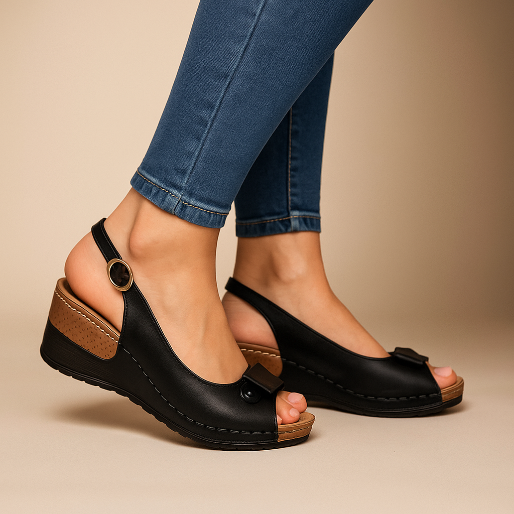Brigitte | Damen Keilabsatz Sandaletten mit Slingback