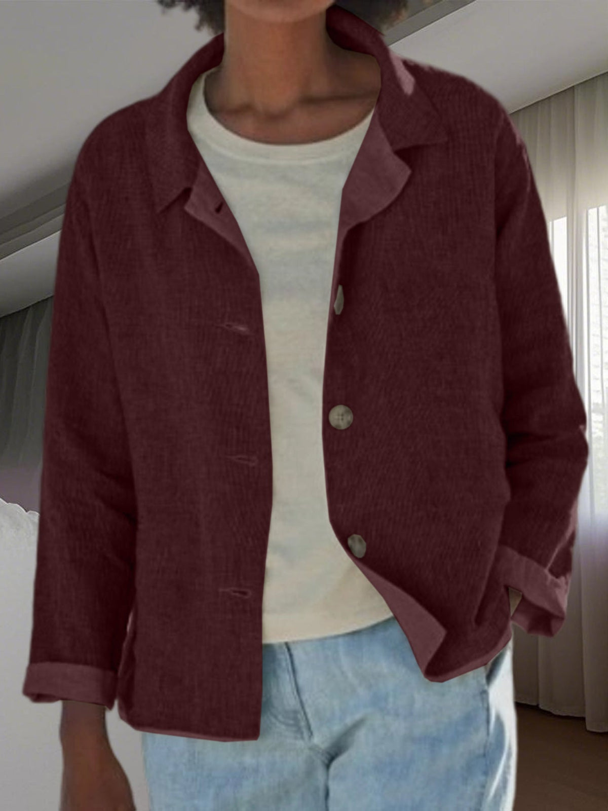 Britta | Damen Übergangsjacke mit Kragen Knopfleiste
