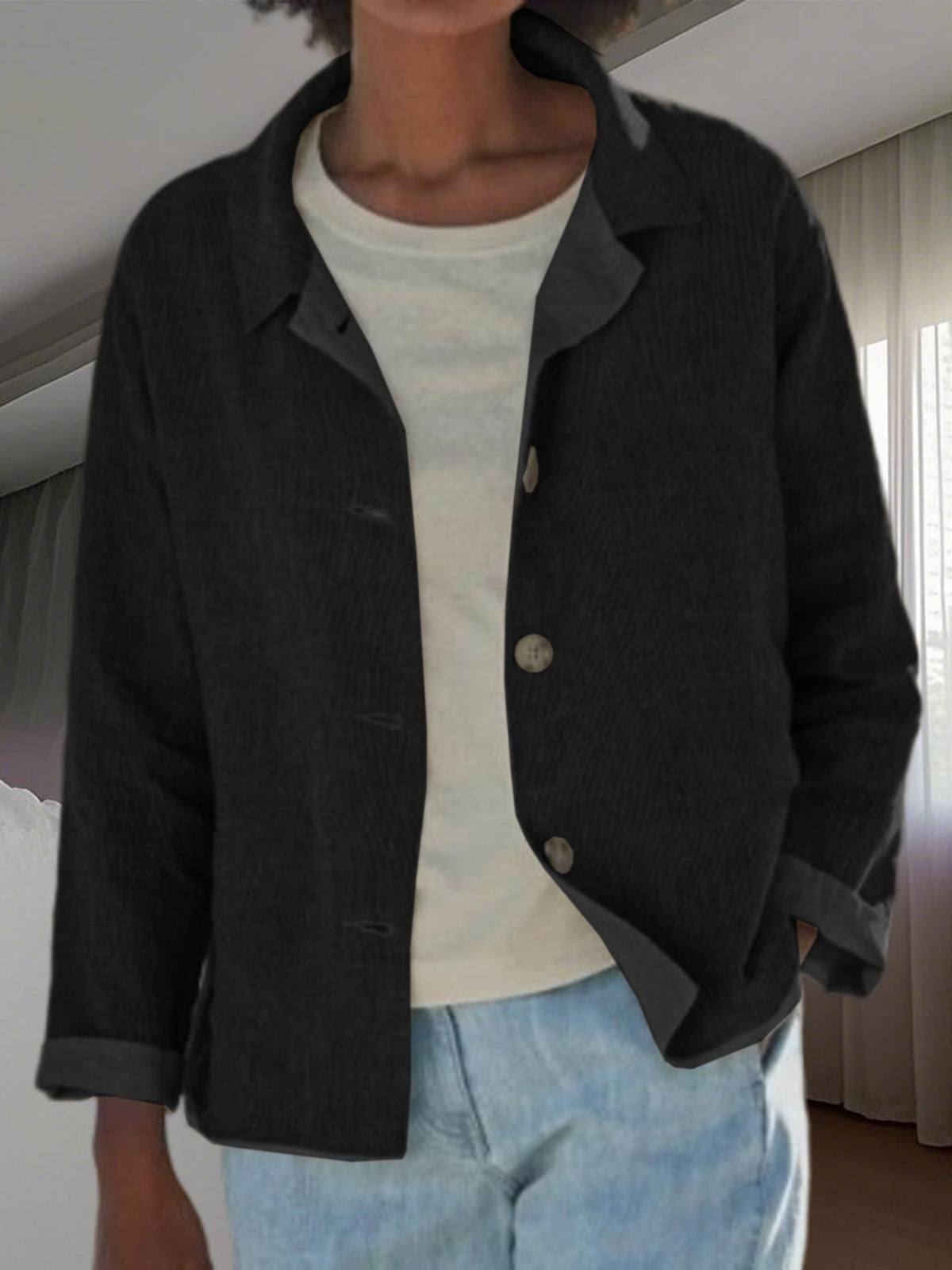 Britta | Damen Übergangsjacke mit Kragen Knopfleiste