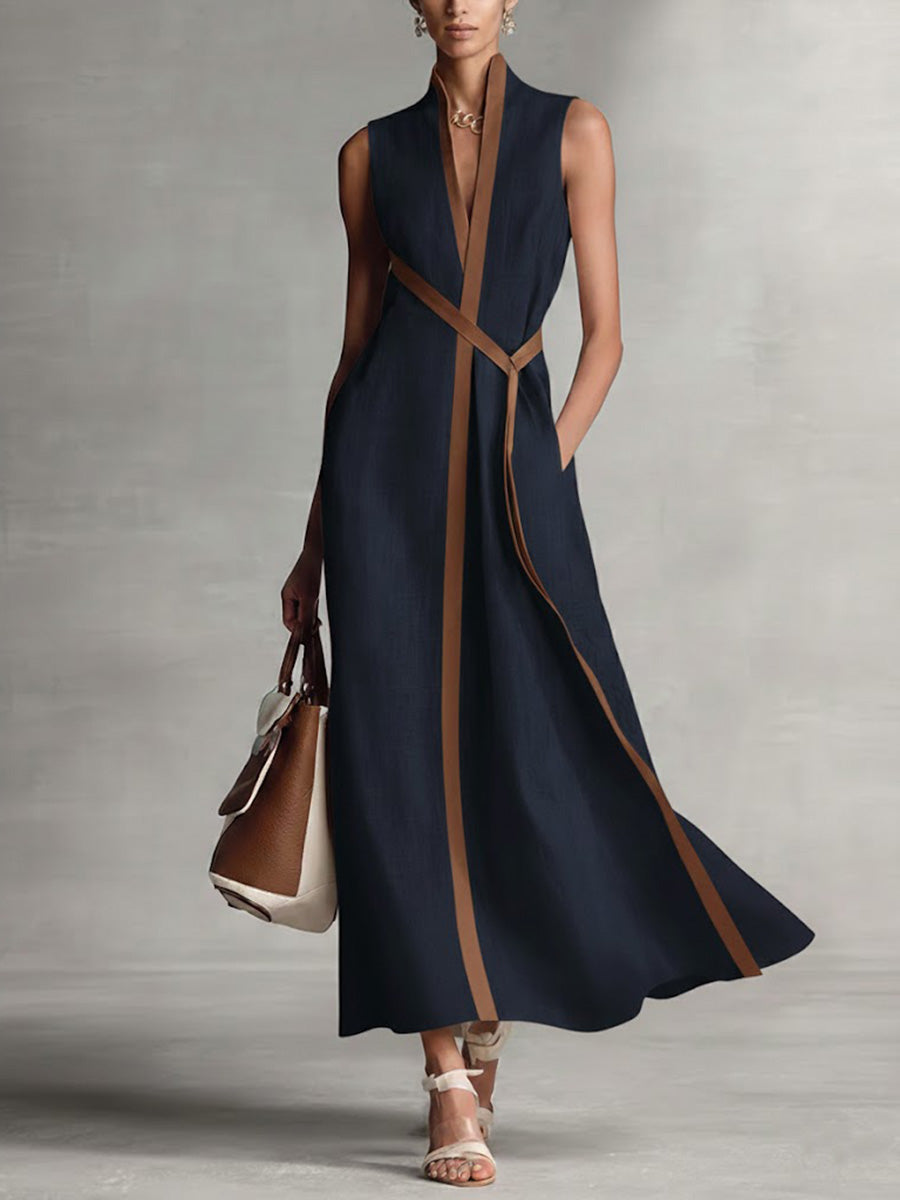 Brunhild | Damen Ärmelloses Wickelkleid Midi