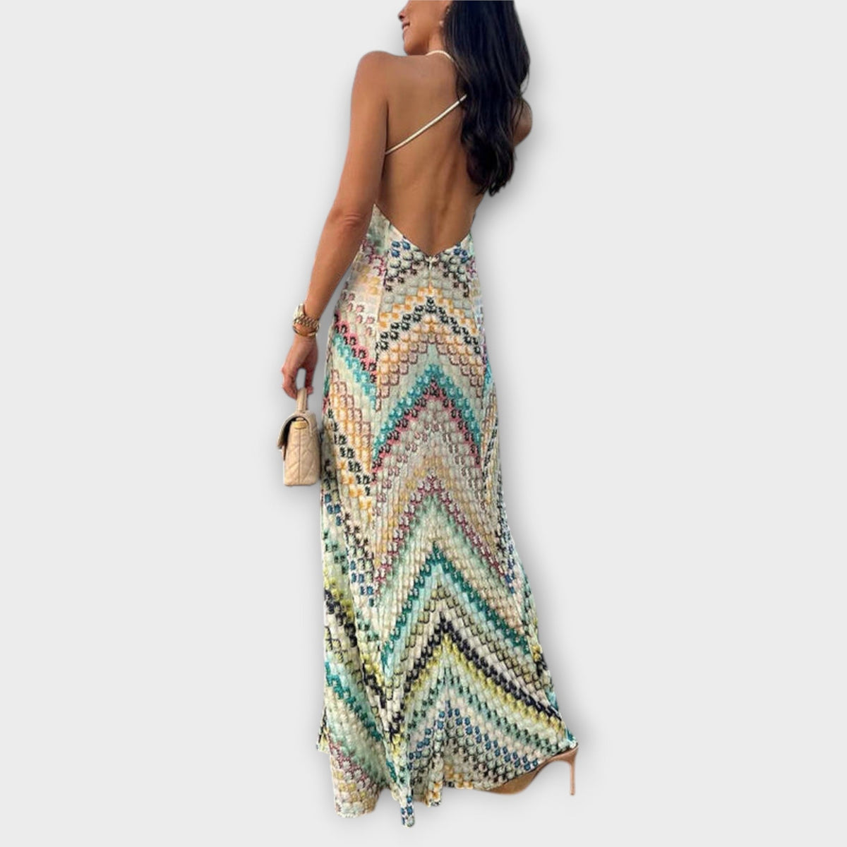 Brigitte | Damen Fischgrätmuster Maxikleid Strick – Strick Maxi Herringbone 2026