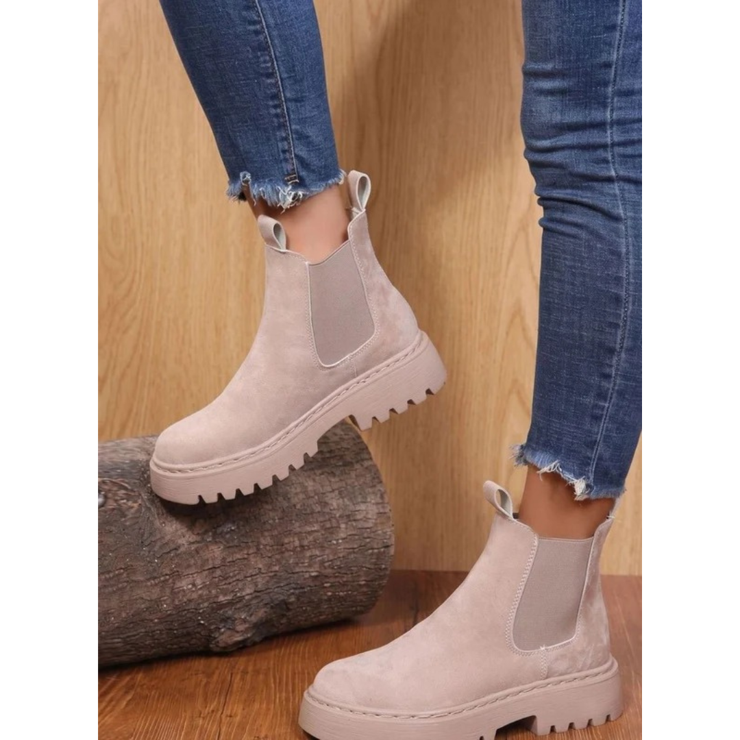 Caren | Damen Orthopädische Stiefeletten mit Plateau und elastischem Einsatz