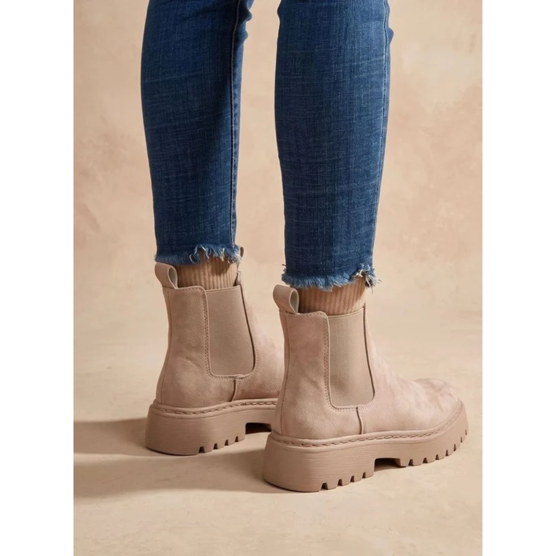Caren | Damen Orthopädische Stiefeletten mit Plateau und elastischem Einsatz