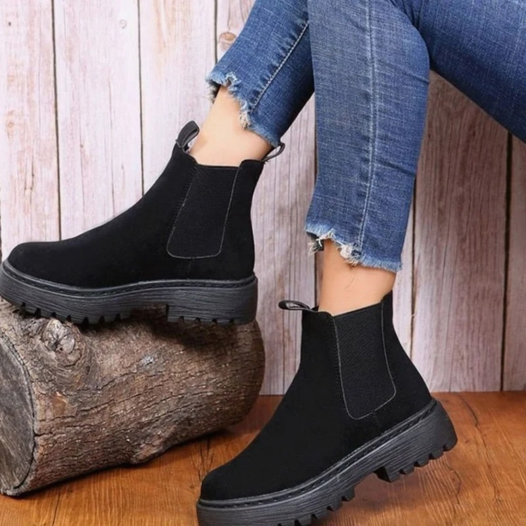 Caren | Damen Orthopädische Stiefeletten mit Plateau und elastischem Einsatz