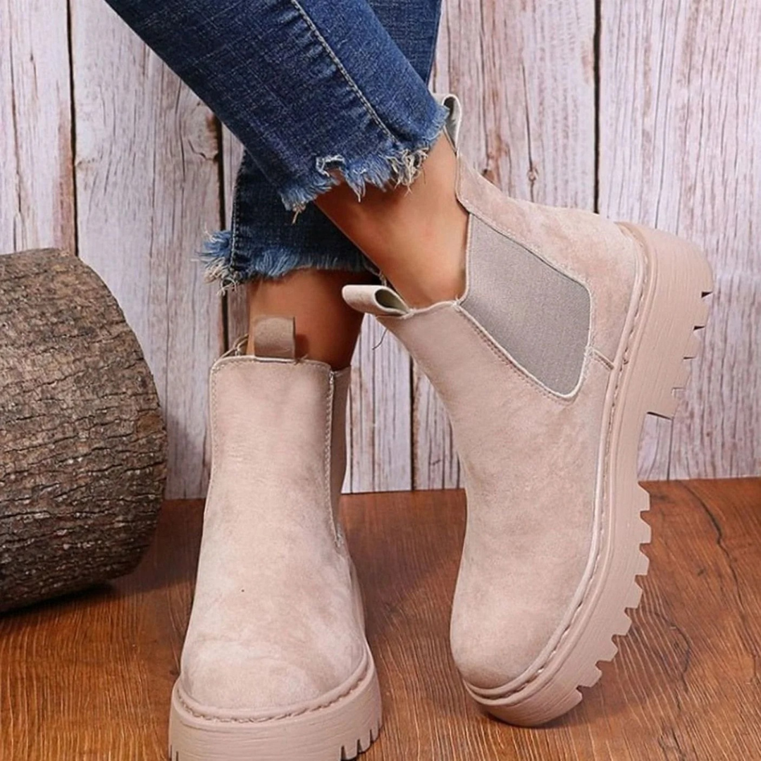 Caren | Damen Orthopädische Stiefeletten mit Plateau und elastischem Einsatz
