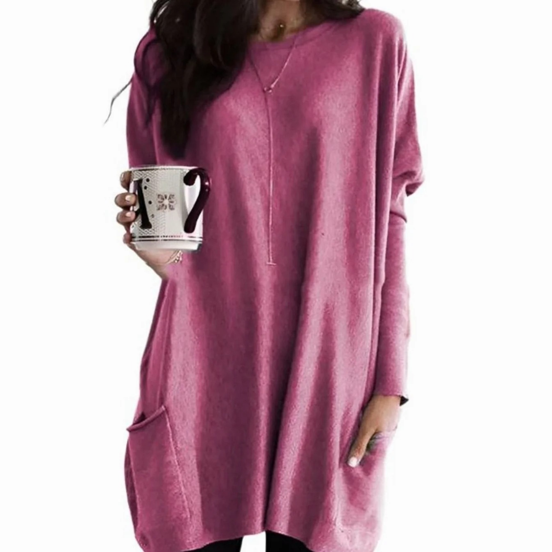 Carlotta | Damen Langer Pullover mit Zwei Taschen