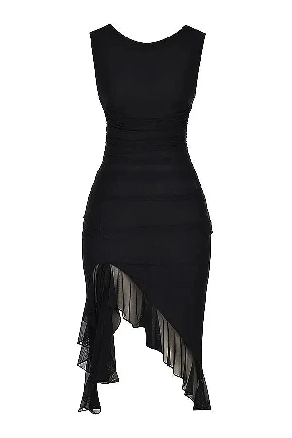 Clara | Damen Elegantes Midi Kleid Stretch Mesh – Mesh Midikleid Elegant 2026