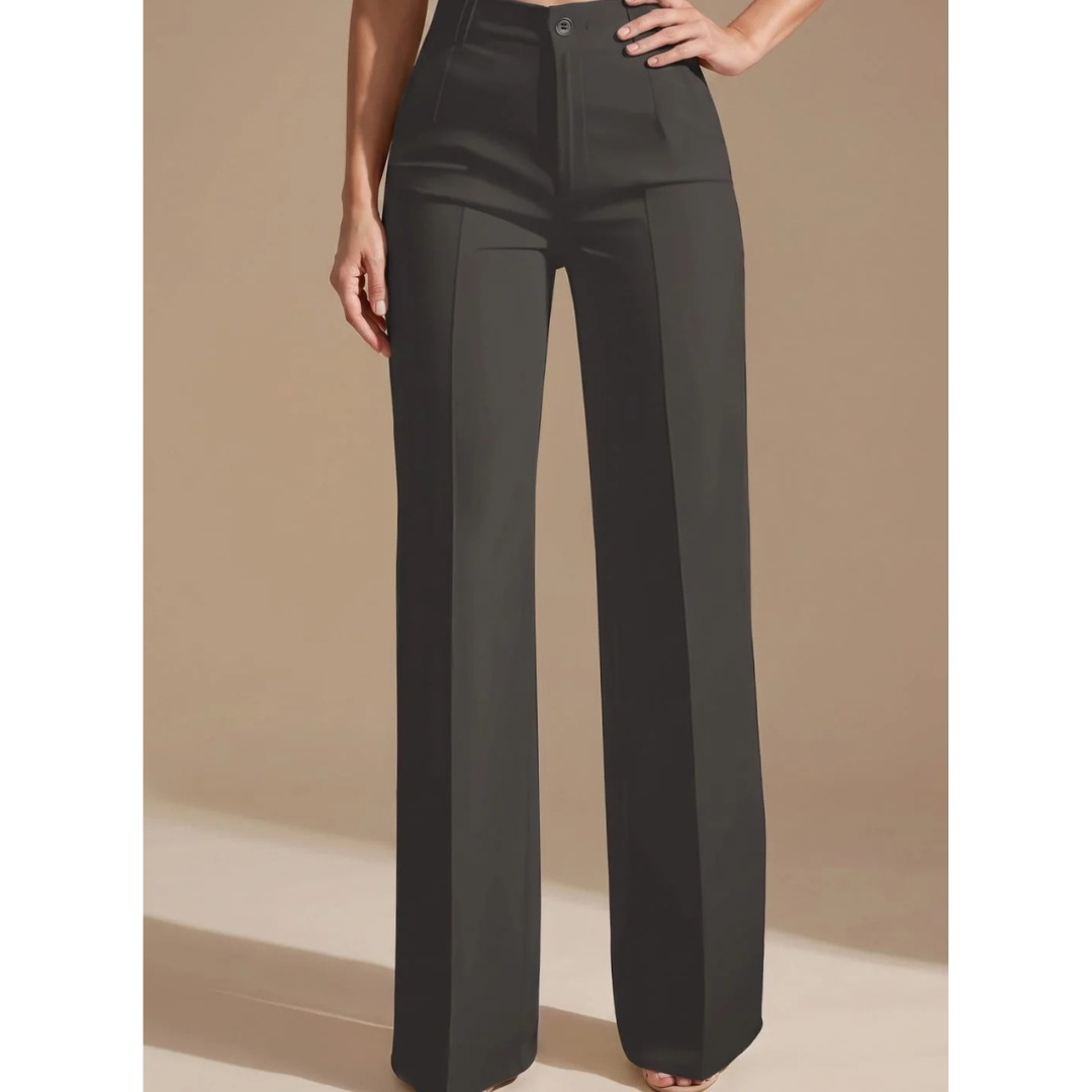 Clarissa | Damen Hose mit Hoher Taille, Weitem Bein und Knöpfen