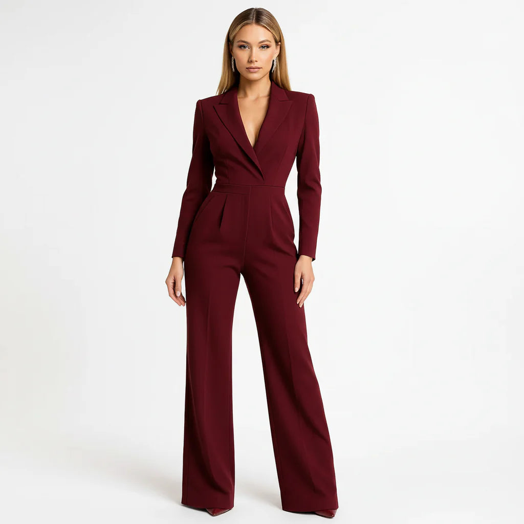 Bettina | Damen Eleganter Jumpsuit V-Ausschnitt Weite Beine – Jumpsuit Elegant 2026