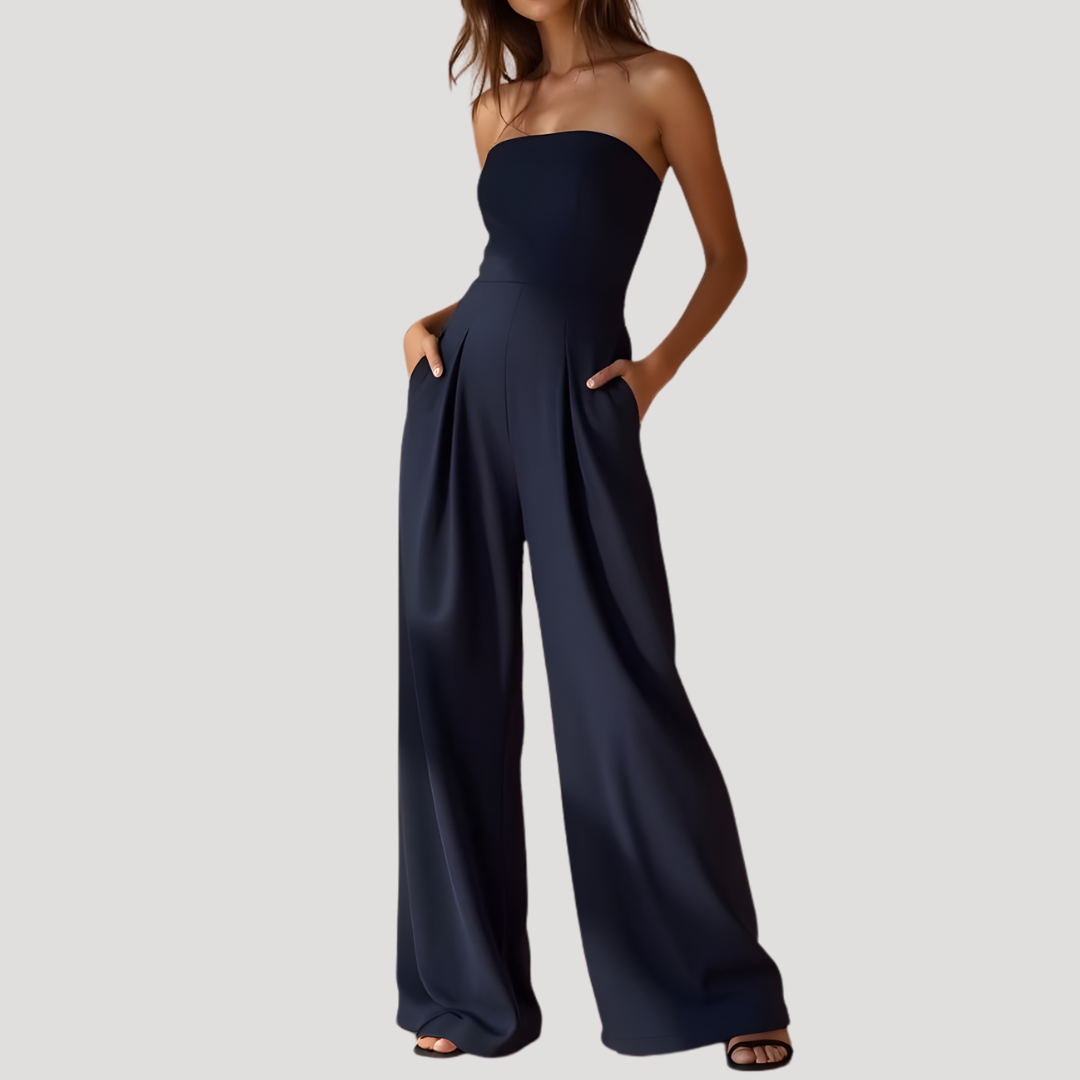 Cordelia | Damen Trägerloser Wide Leg Jumpsuit