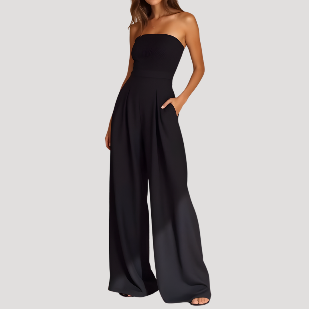 Cordelia | Damen Trägerloser Wide Leg Jumpsuit