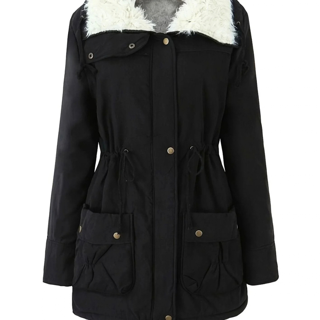 Roswitha | Damen Winterjacke im Parka Stil mit Kapuze, Futter und Kordelzug