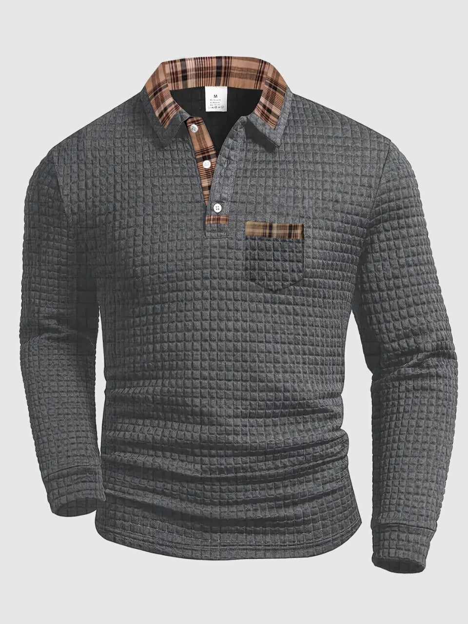 Crispin | Herren Langarm Poloshirt mit Karokragen