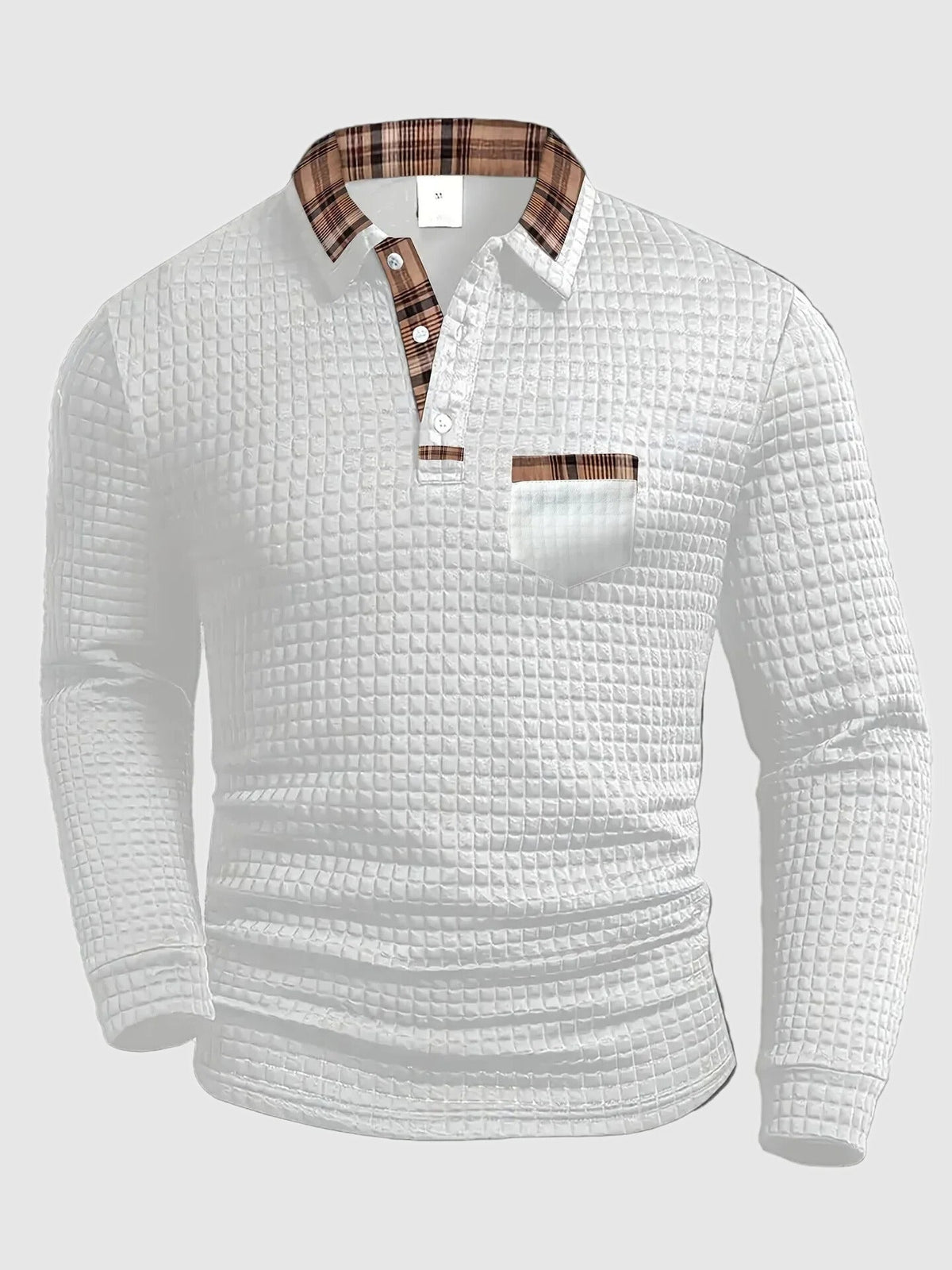 Crispin | Herren Langarm Poloshirt mit Karokragen