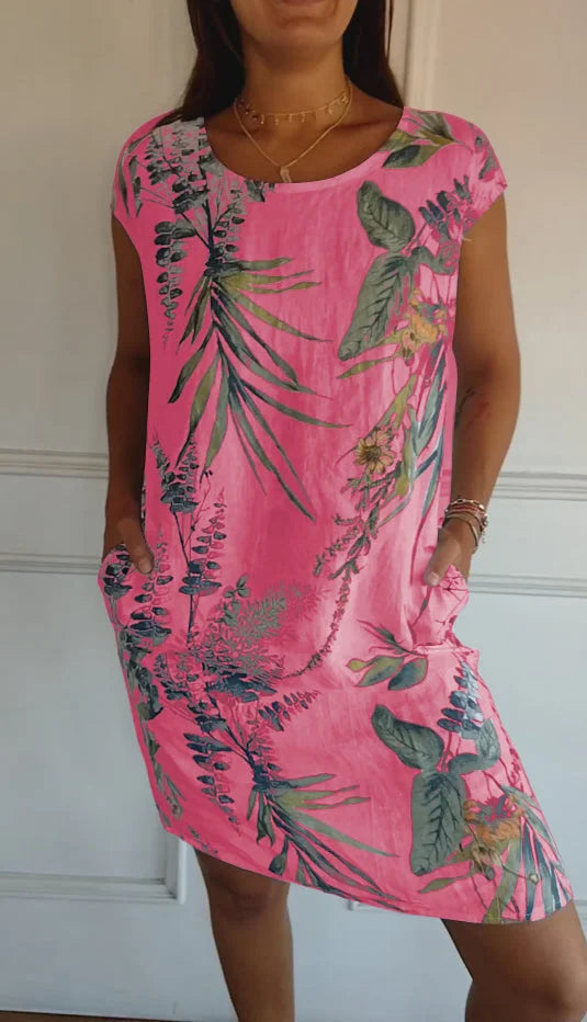 Sommerkleid für Frauen mit Taschen und lebhaftem Druck