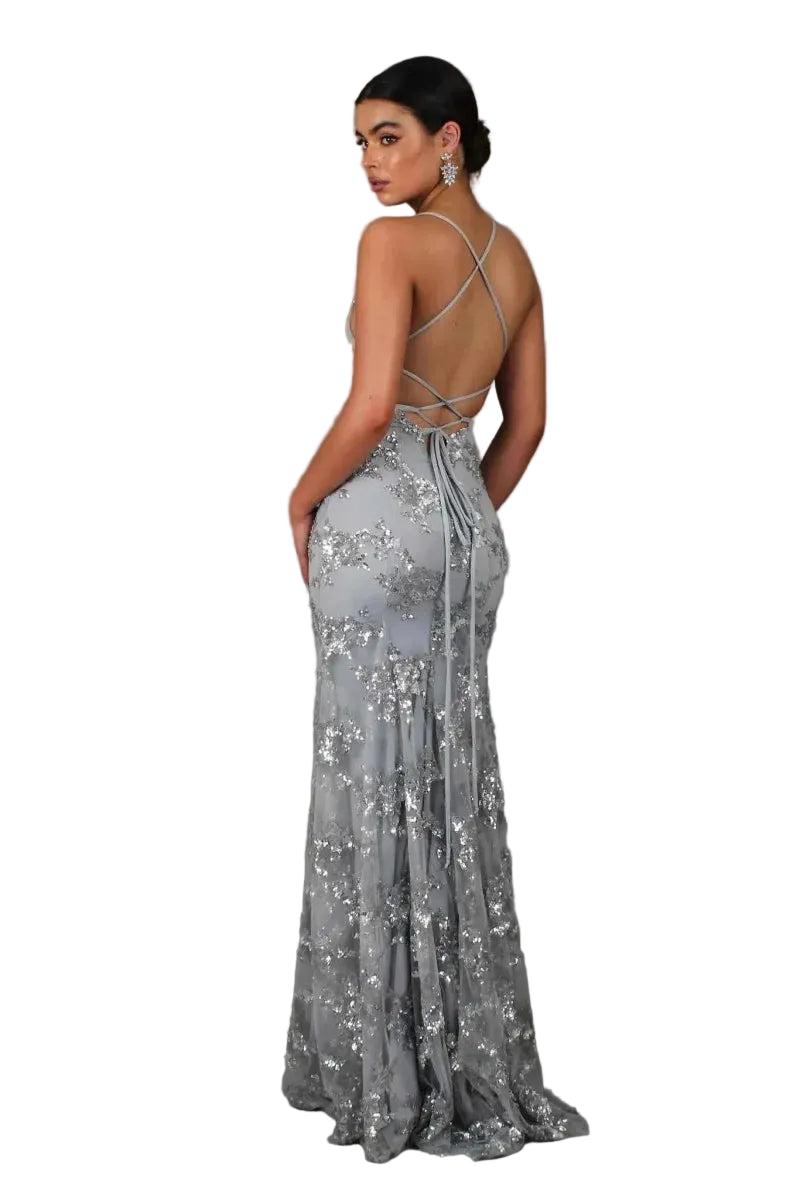 Damen Abendkleid in Bodenlänge mit schmalen Trägern