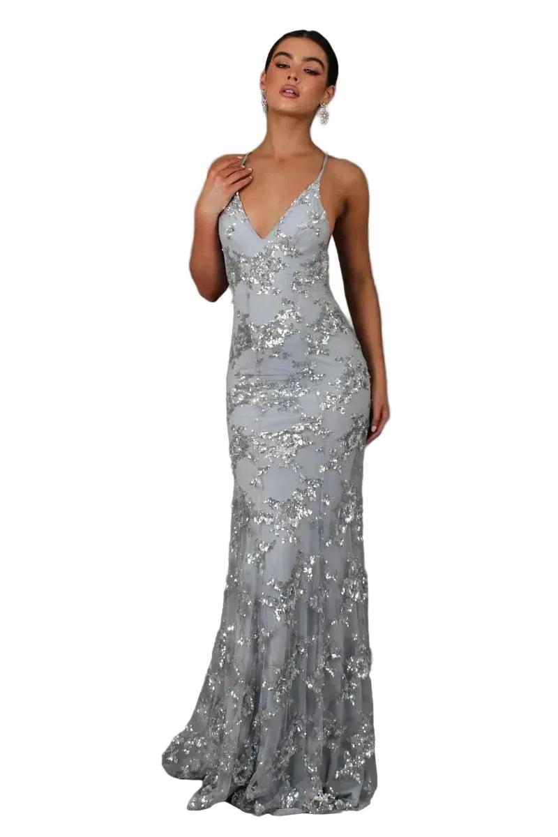Damen Abendkleid in Bodenlänge mit schmalen Trägern