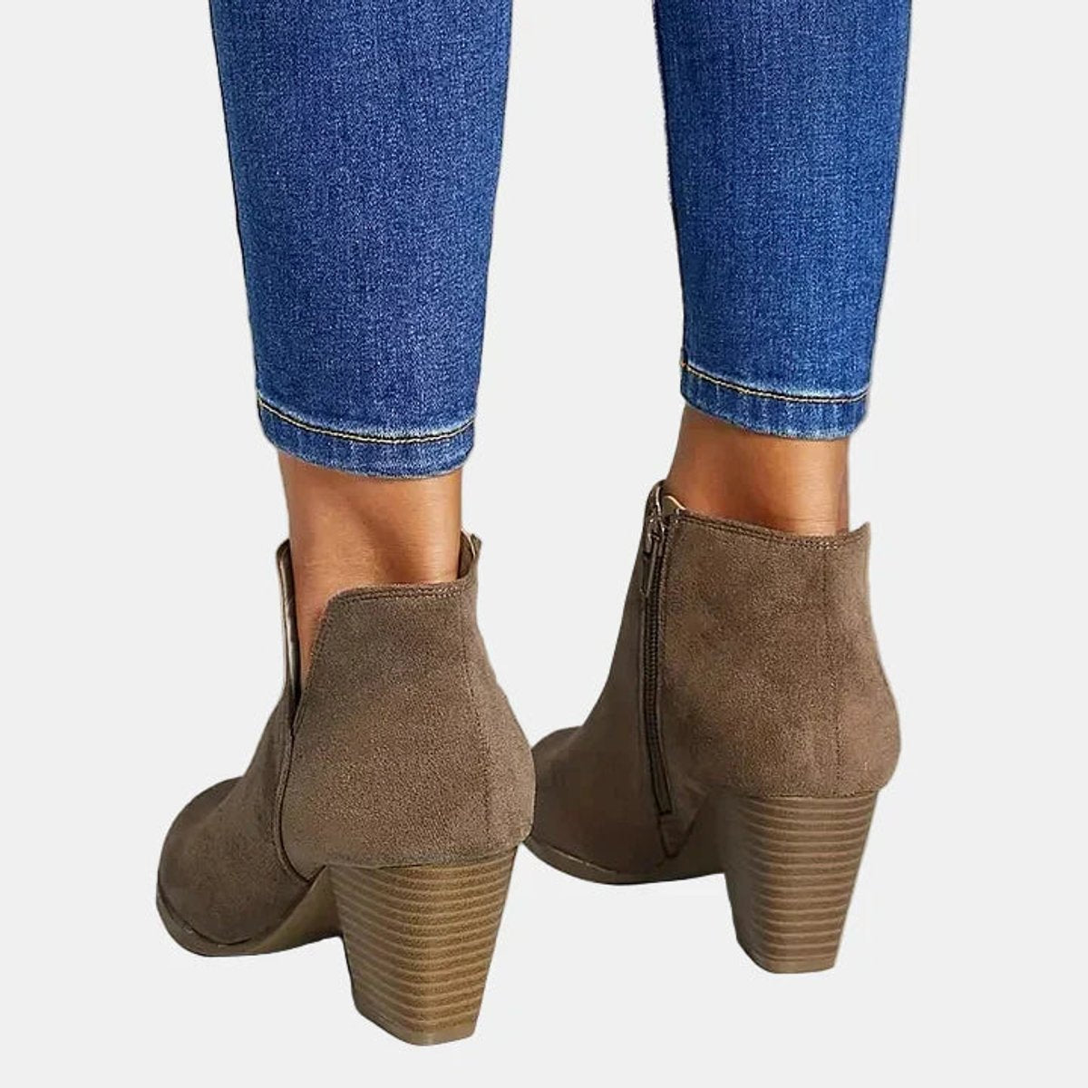 Frieda | Damen Ankle Boots mit Blockabsatz Reißverschluss Stiefeletten
