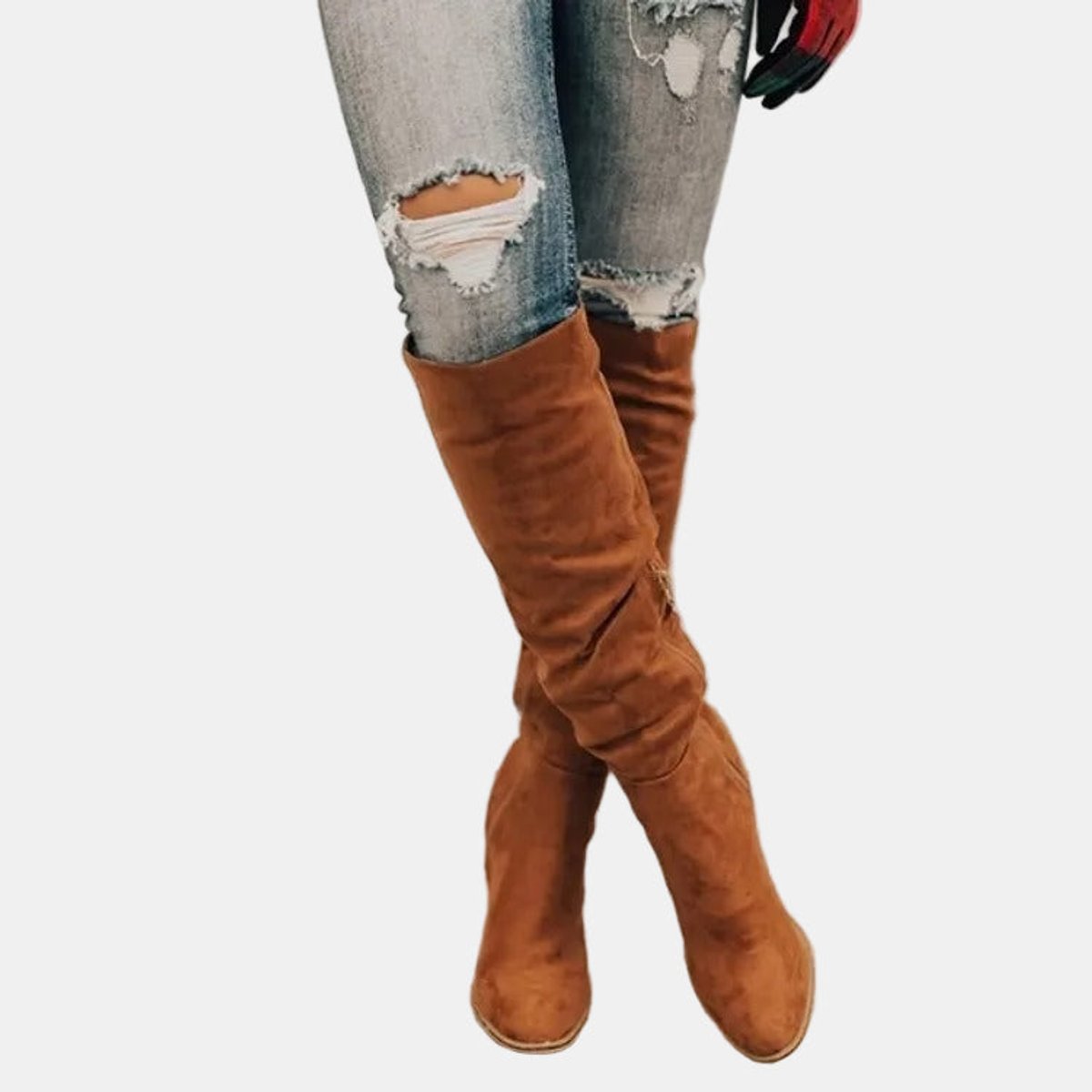 Elisabeth | Damen Ankle Boots Overknee-Stiefel mit Blockabsatz Reißverschluss
